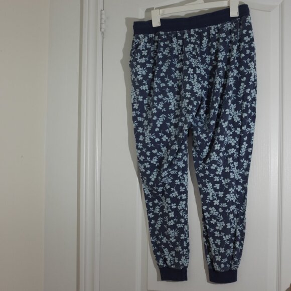 Splendid blue sakura floral drawstring jogger pants lounge pajamas size L - Picture 2 of 7